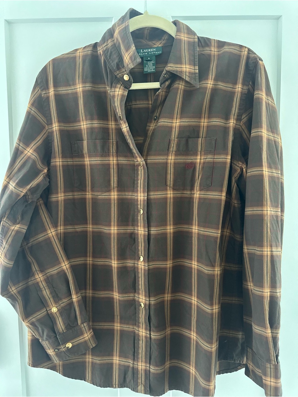 Vintage Gold snap Ralph Lauren Plaid Button-Down - Picture 6 of 8
